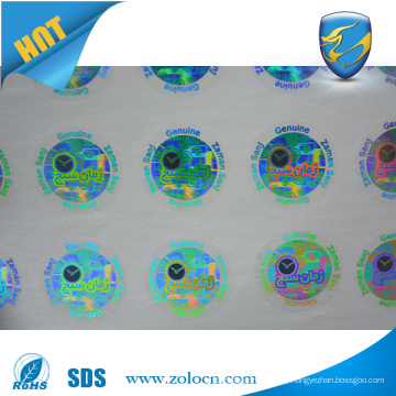 high quality ZOLO sticker customized self adhesive anti-fake label print 3D hologram sticker for cosmetics